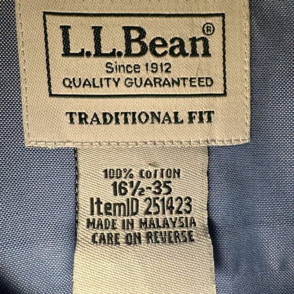 L.L. Bean Men's Wrinkle-Free Pinpoint Oxford Cloth Shirt, Traditional Fit 161/2 - Picture 4 of 5
